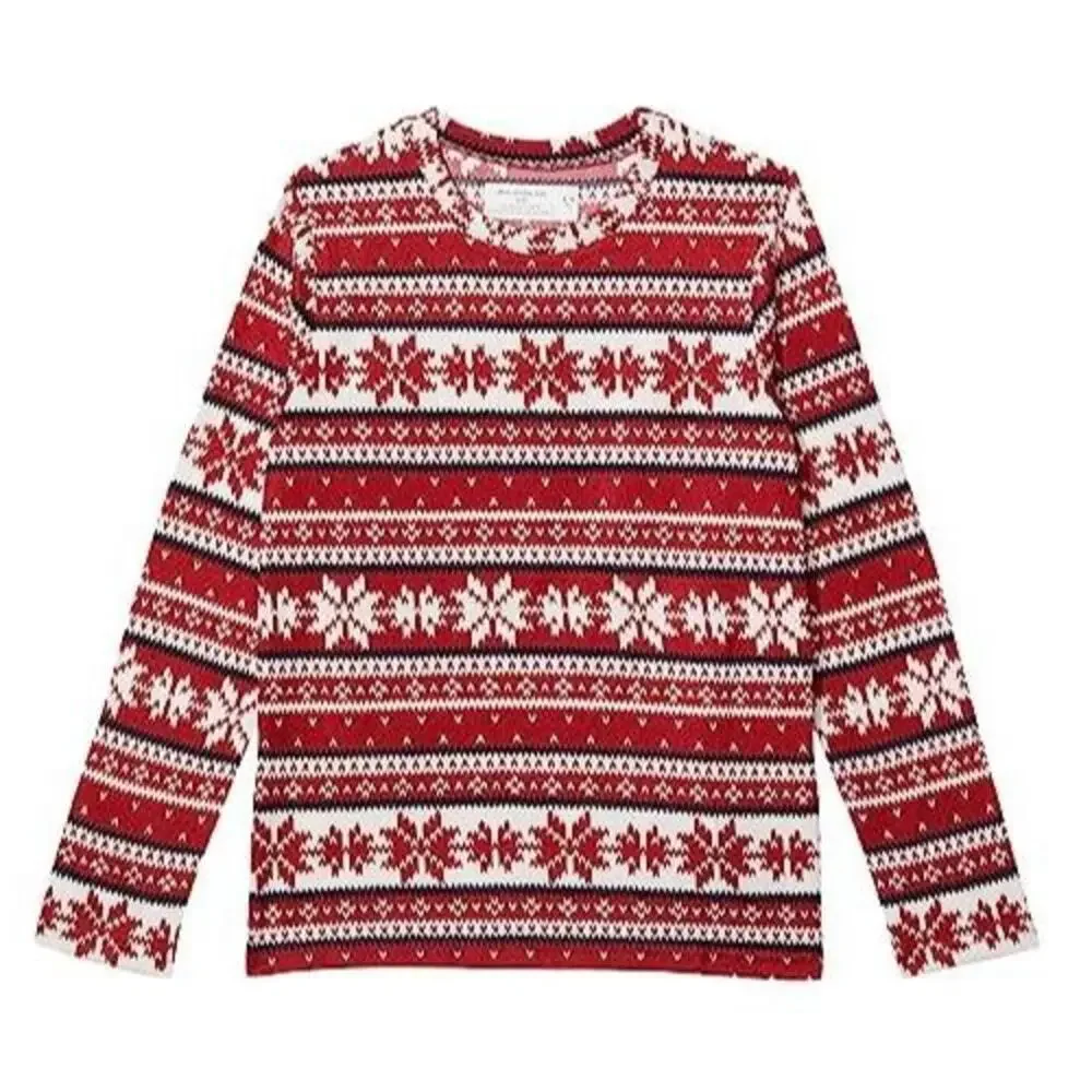 Abercrombie Holiday Snit Pajama Kids 11-12 Red Aztec Long Sleeve Pullover GBO190